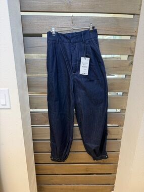 NWT, Zara High-Rise Dark Denim Balloon Denim